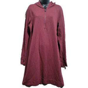 Duluth Trading Hot NoGA Stretch Dress Sz M Berry Hooded Pockets Moisture Wicking